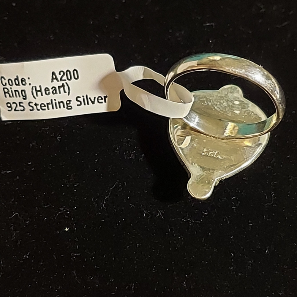 Kingman Peacock Dalia Heart Ring with Star Shots Sterling Silver Size 8 - Picture 6 of 8